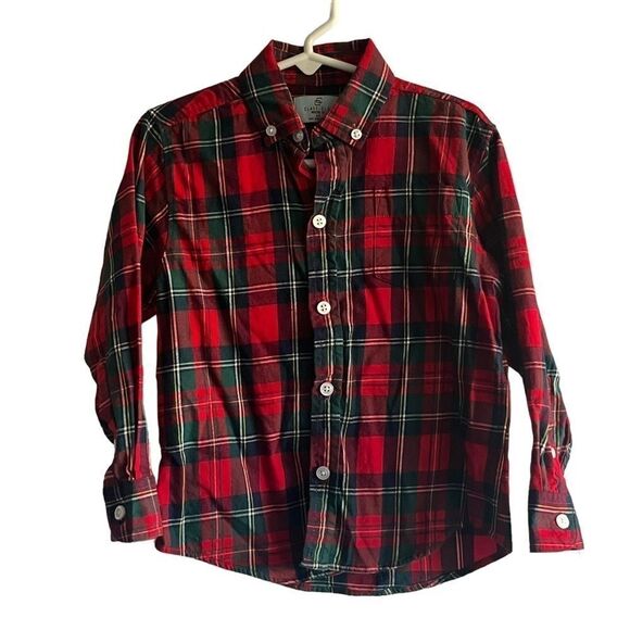 Kid's Classic Club Modern Fit Christmas Tartan Plaid Button Down - Picture 1 of 6